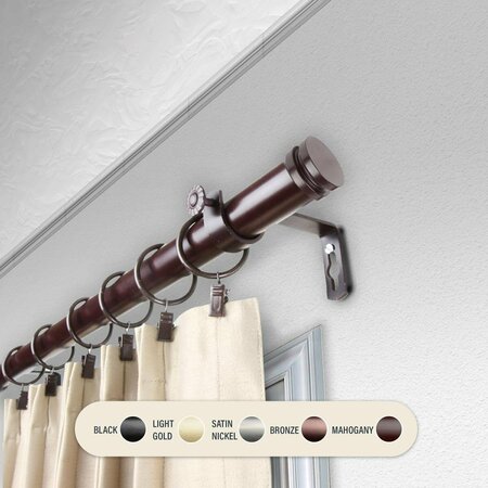 KD ENCIMERA 1 in. Cap Curtain Rod with 160 to 240 in. Extension, Mahogany KD3733738